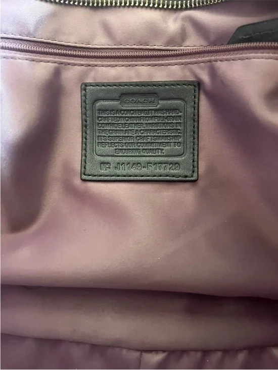 Coach Olive Green Op Art Embossed Patent Leather East West Gallery Tote - Picture 9 of 16